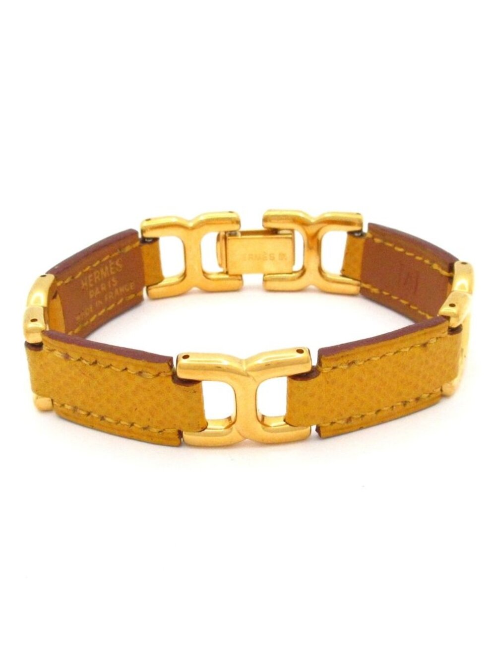 Hermes Bracelet Leather Dark Yellow Gold H Motif